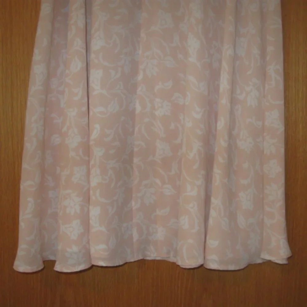 Coral Sheer Skirt with White Flowers